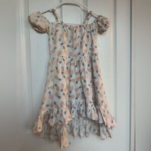 Kenzi Kids Pineapple Sundress – Size 8 – Bali Boutique – Off-Shoulder Ruffle Hem